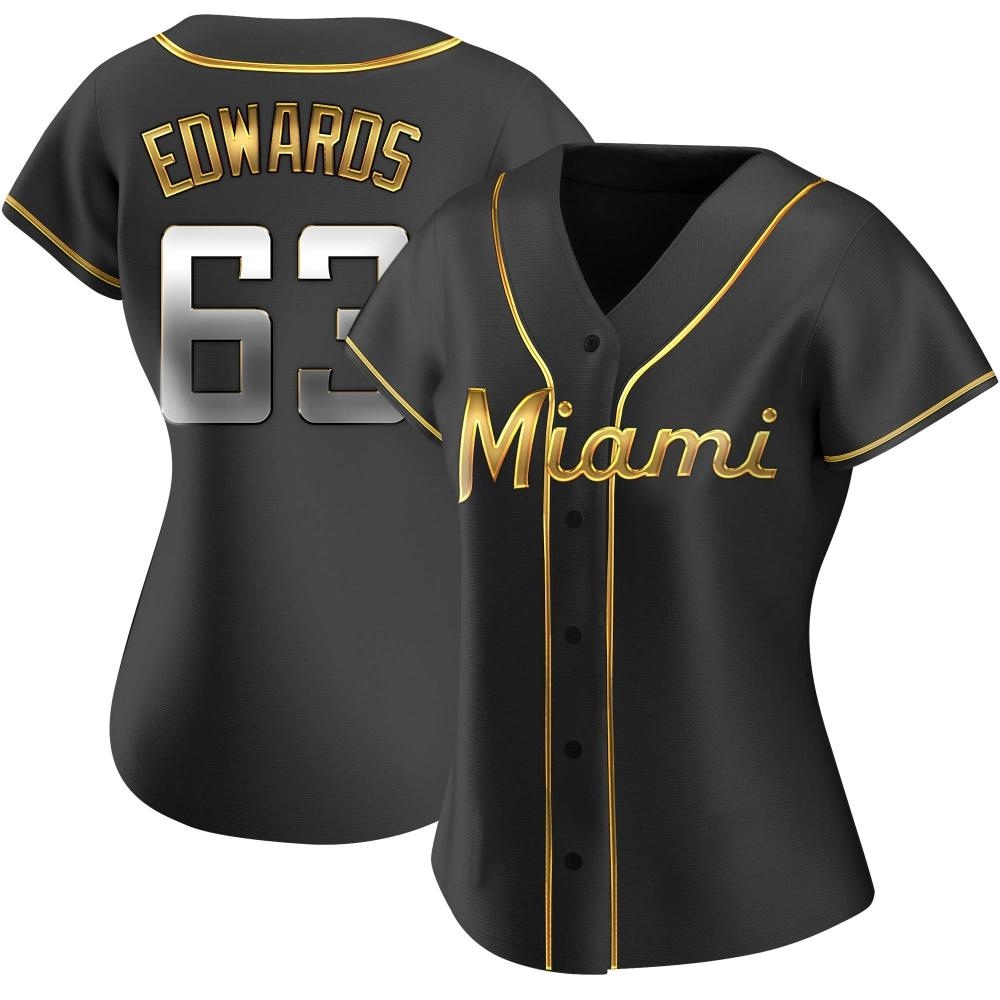 Women's Replica Miami Marlins Xavier Edwards Alternate Jersey - Black Golden Women's Replica Miami Marlins Xavier Edwards Alternate Jersey - Black Golden