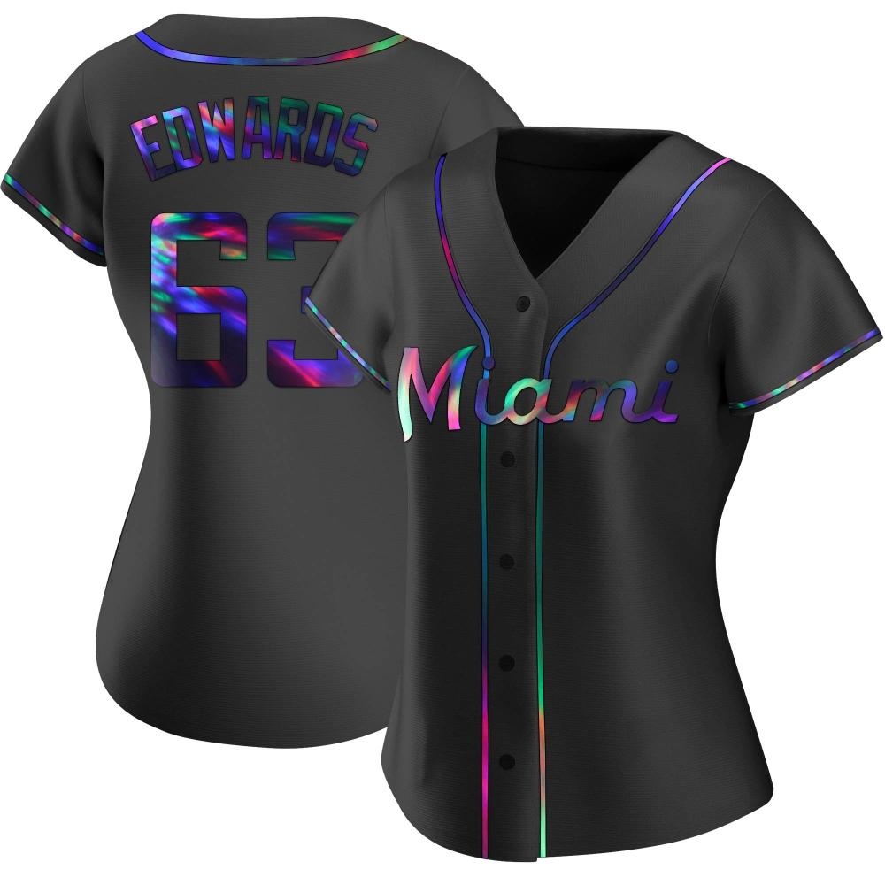 Women's Replica Miami Marlins Xavier Edwards Alternate Jersey - Black Holographic Women's Replica Miami Marlins Xavier Edwards Alternate Jersey - Black Holographic