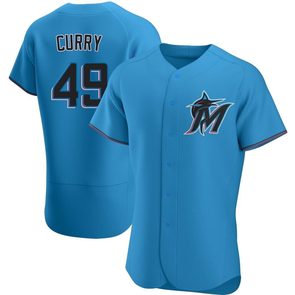 Authentic Miami Marlins Xzavion Curry Alternate Jersey - Blue Authentic Miami Marlins Xzavion Curry Alternate Jersey - Blue