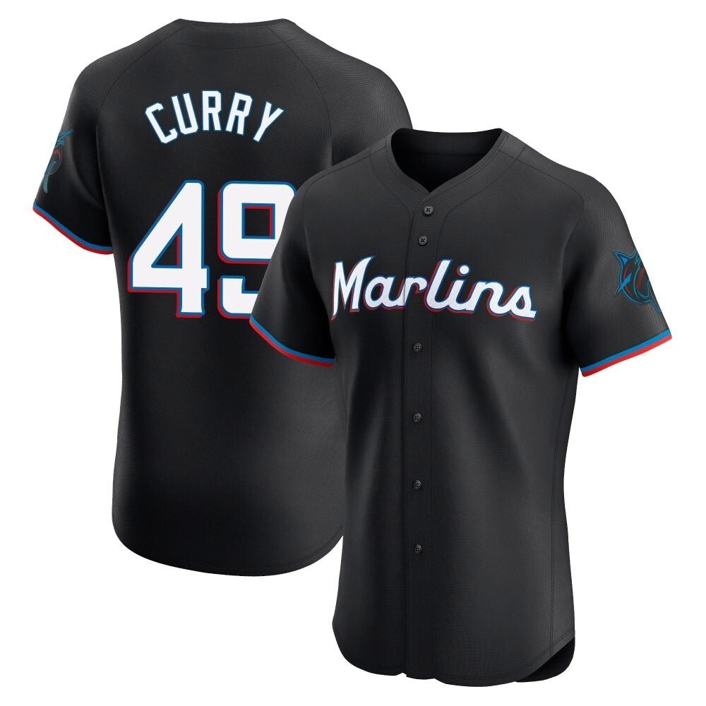 Elite Miami Marlins Xzavion Curry Alternate Vapor Premier Jersey - Black Elite Miami Marlins Xzavion Curry Alternate Vapor Premier Jersey - Black