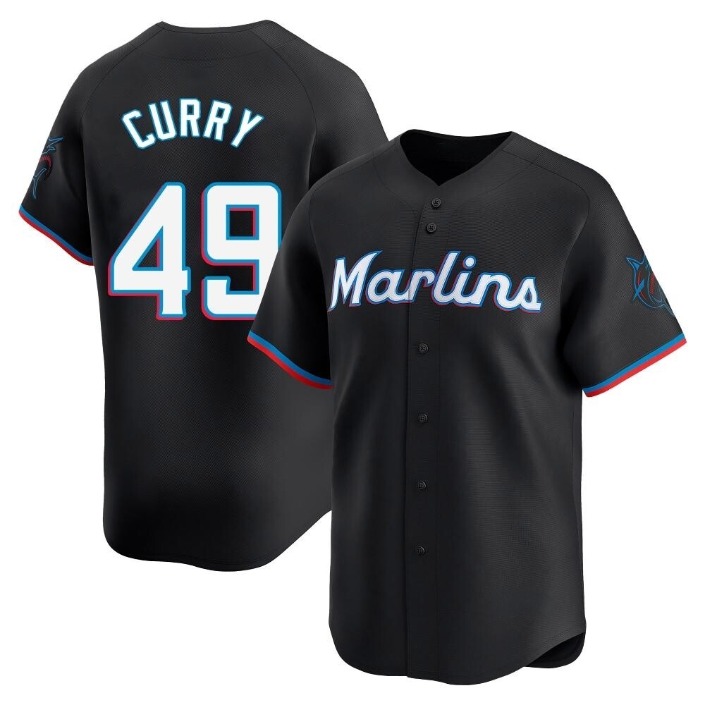 Limited Miami Marlins Xzavion Curry Alternate Jersey - Black Limited Miami Marlins Xzavion Curry Alternate Jersey - Black