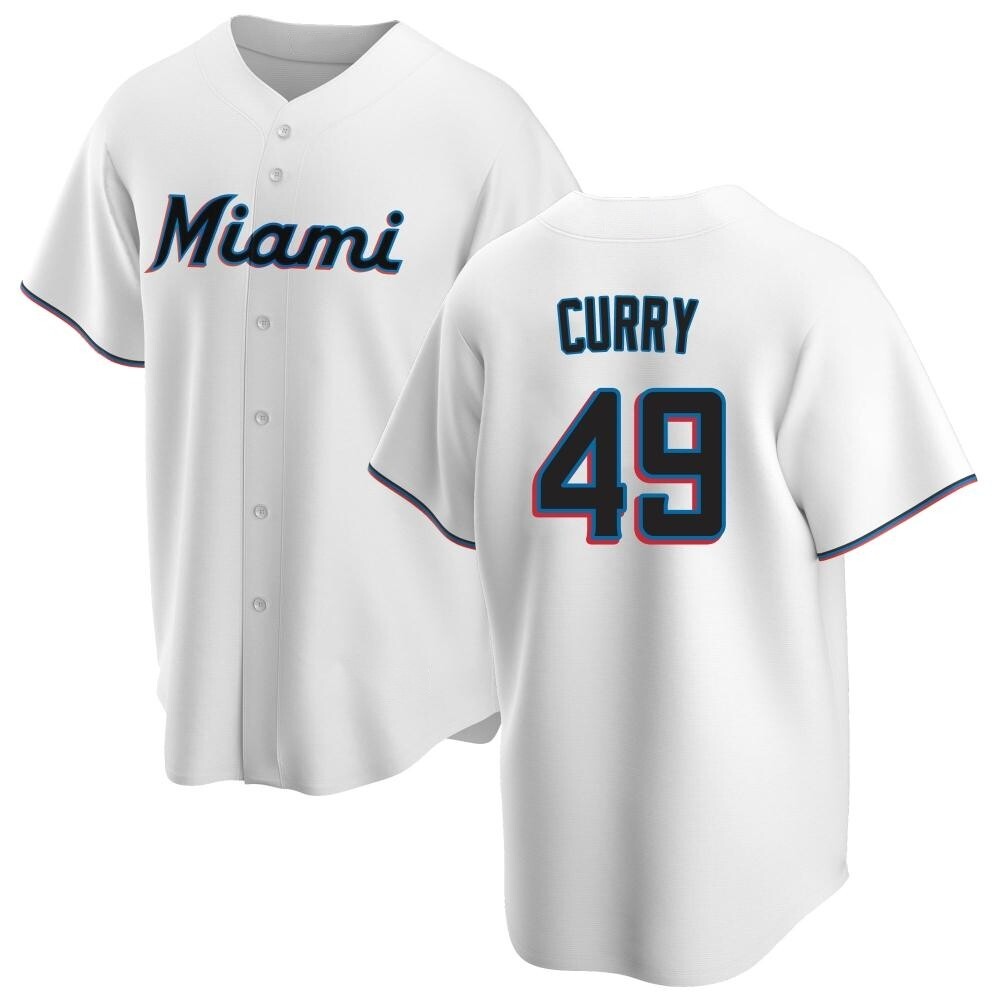 Youth Replica Miami Marlins Xzavion Curry Home Jersey - White Youth Replica Miami Marlins Xzavion Curry Home Jersey - White
