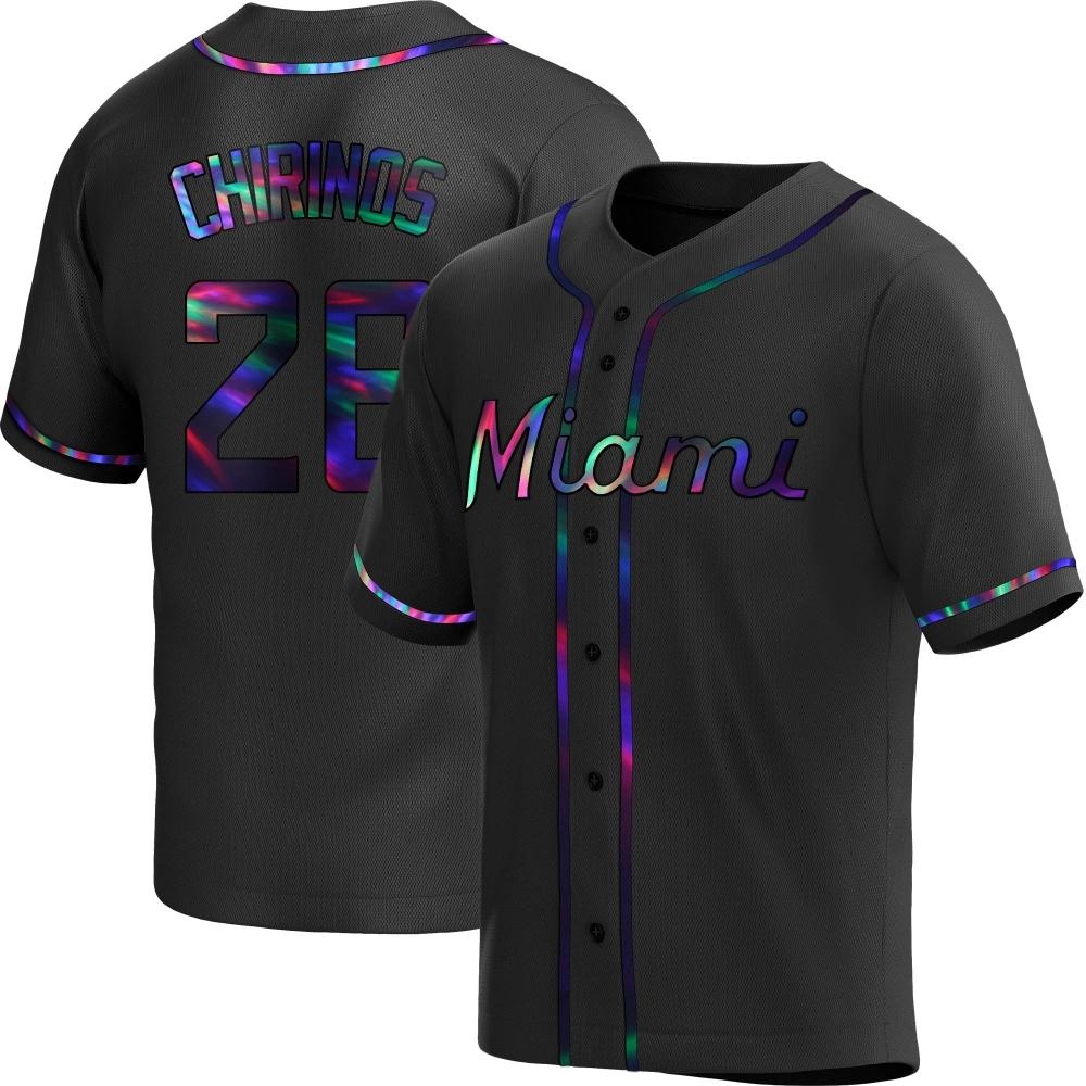Replica Miami Marlins Yonny Chirinos Alternate Jersey - Black Holographic