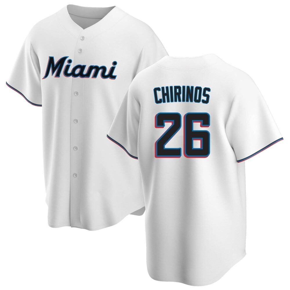 Replica Miami Marlins Yonny Chirinos Home Jersey - White Replica Miami Marlins Yonny Chirinos Home Jersey - White