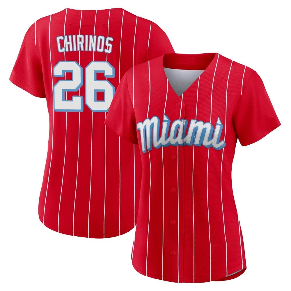 Women's Authentic Miami Marlins Yonny Chirinos 2021 City Connect Jersey - Red